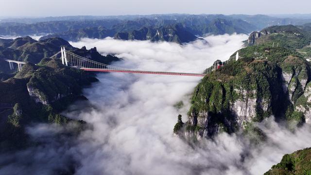 晨雾 大桥 山岚 美景