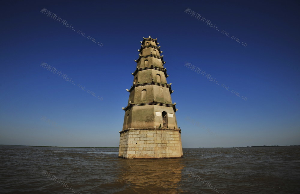 沅江 镇江塔 水中塔 洞庭湖 