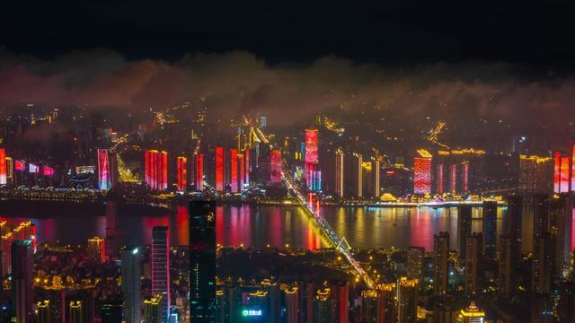 长沙湘江风光带夜景