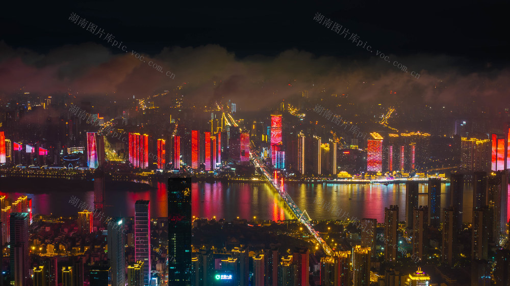长沙湘江风光带夜景