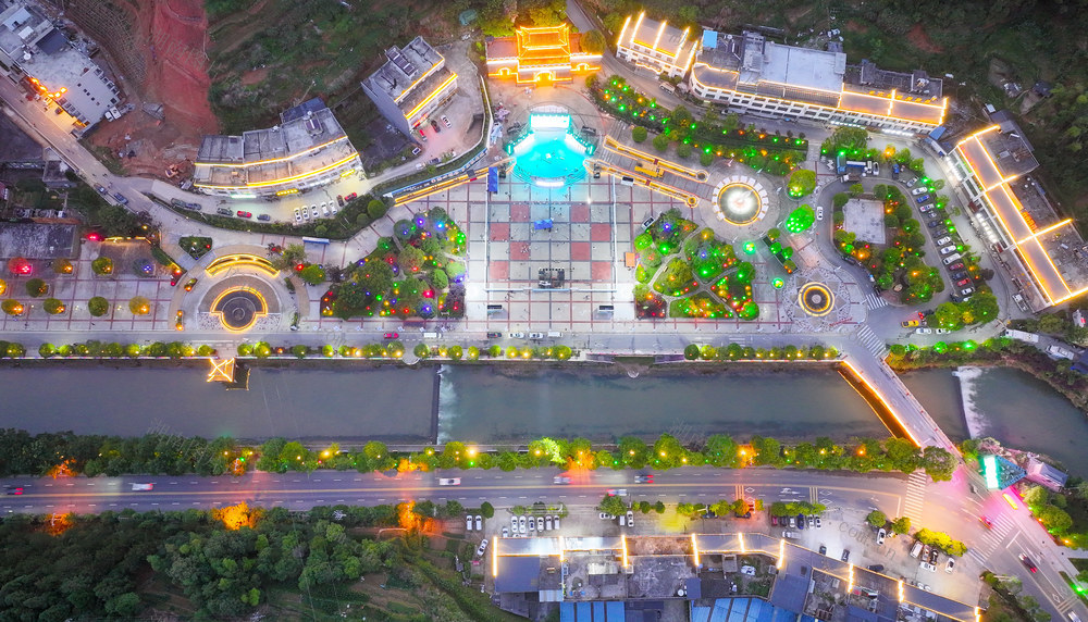 公园  夜景  璀璨  