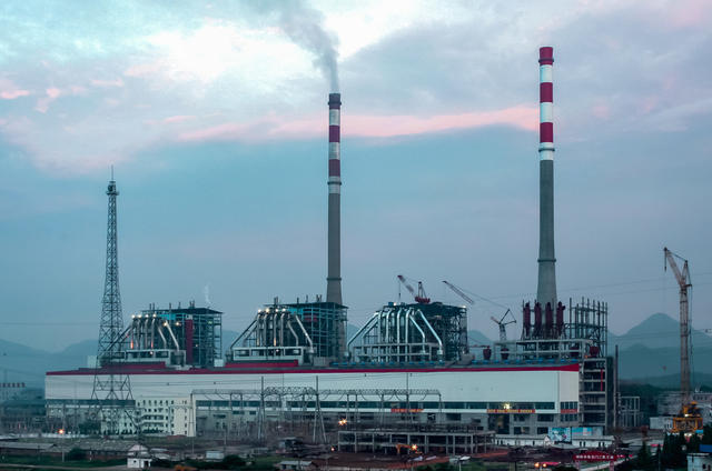 电厂 夜景 华电 石门 火电 煤电 电力 能源 工业 建设 工程