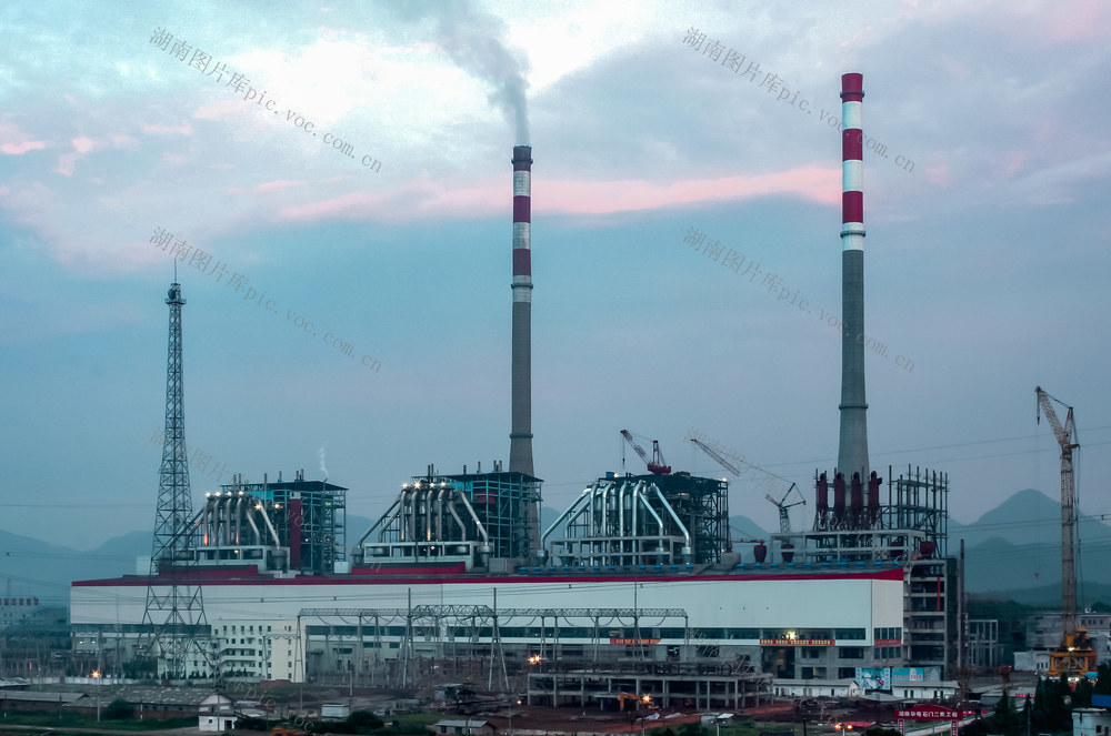 电厂 夜景 华电 石门 火电 煤电 电力 能源 工业 建设 工程