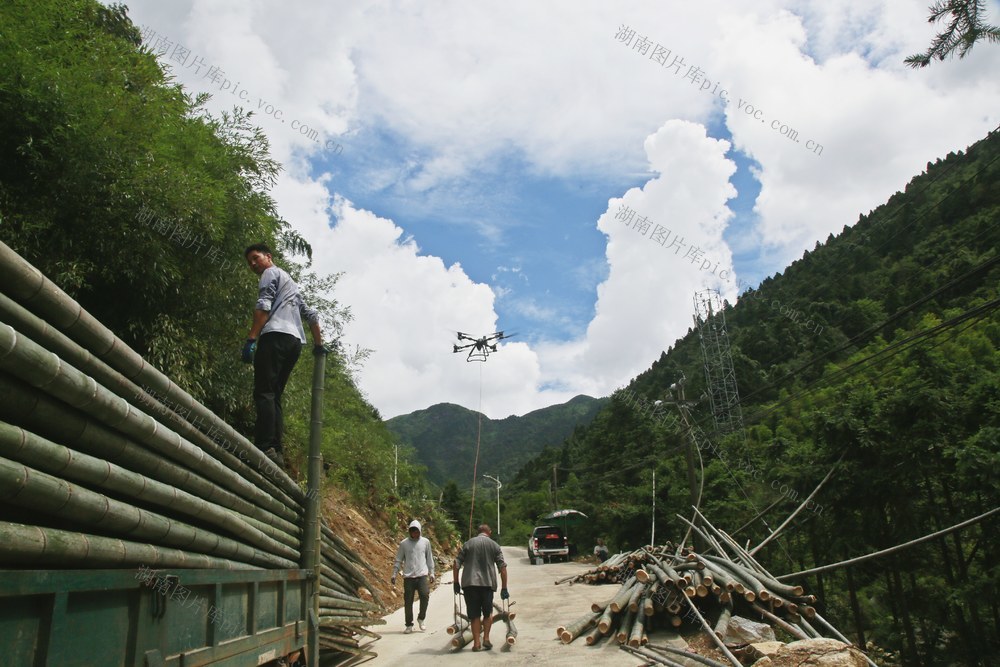 红旗村  无人机  运楠竹