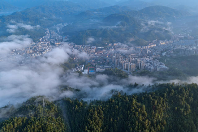 湖南桂东 山城 仙境 森林 流云