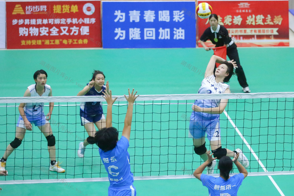 排球 女子 中学生 运动会 拦网 球网 竞技