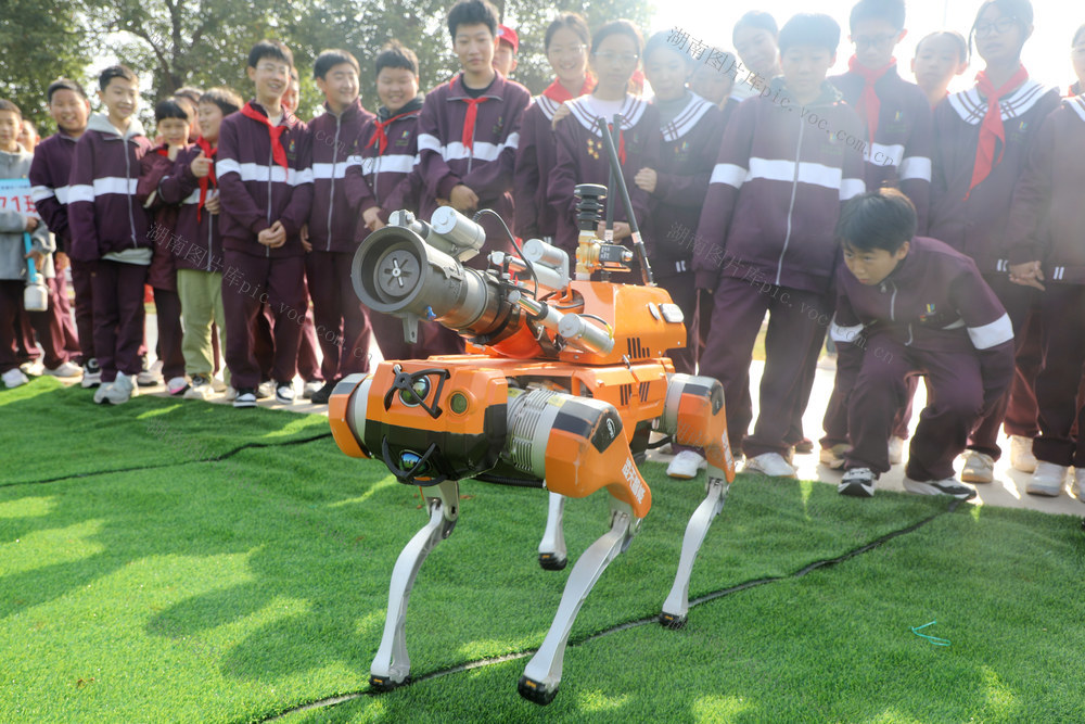 119消防宣传月 消防水炮 装有侦测相机 浓烟 高温 有毒有害气体 危险环境 消防机器狗 