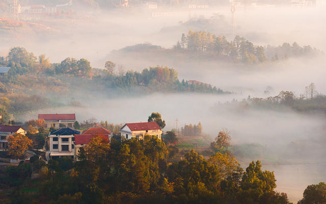 资江 乡村 最美乡村 新农村 农村风光 风景 云雾