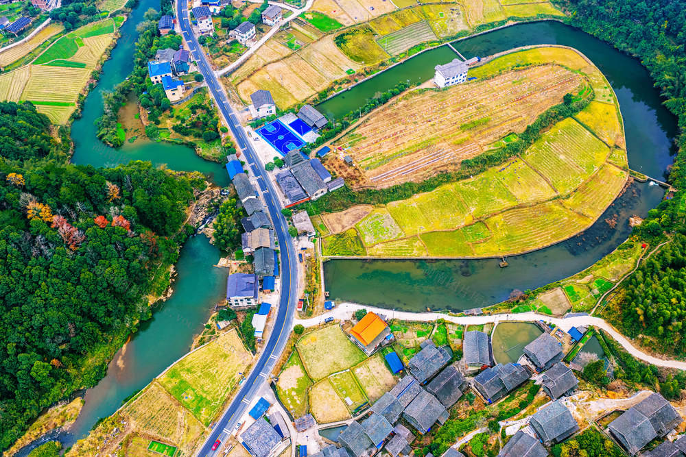 河流 乡村 田园 路 水