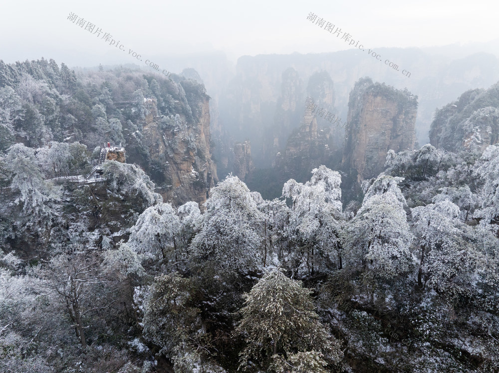 张家界黄石寨雪景