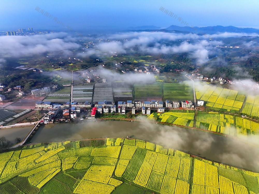 云雾  缭绕  村庄  美