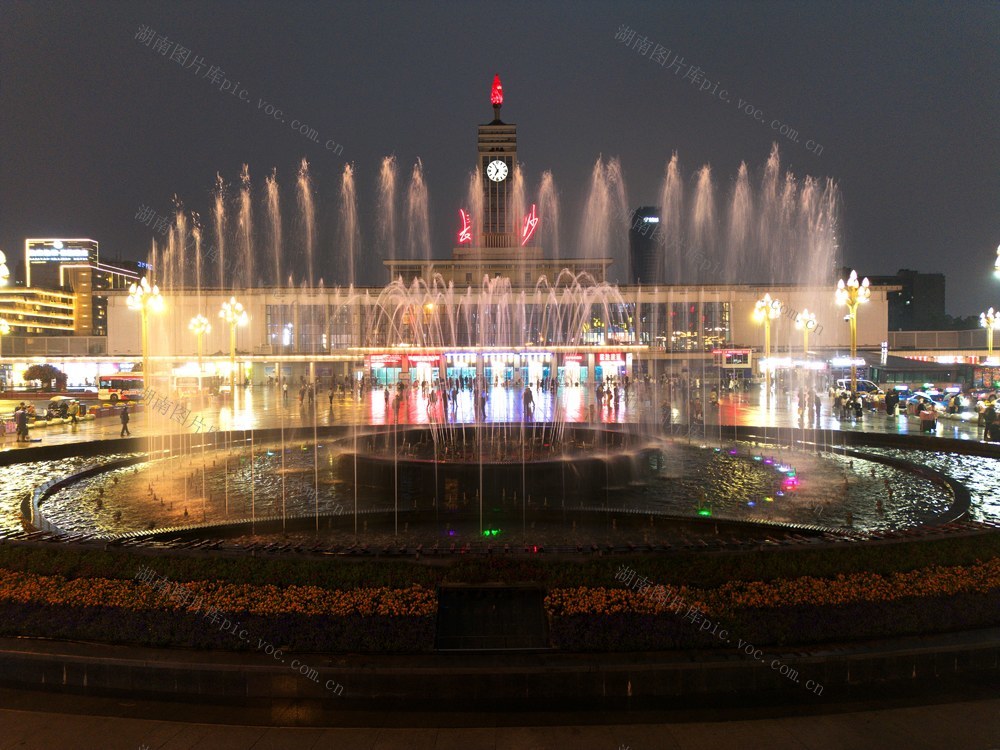 长沙火车站广场音乐喷泉