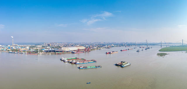 洞庭湖 城陵矶港 岳阳城市航拍 岳阳长江航道 长江水运 
