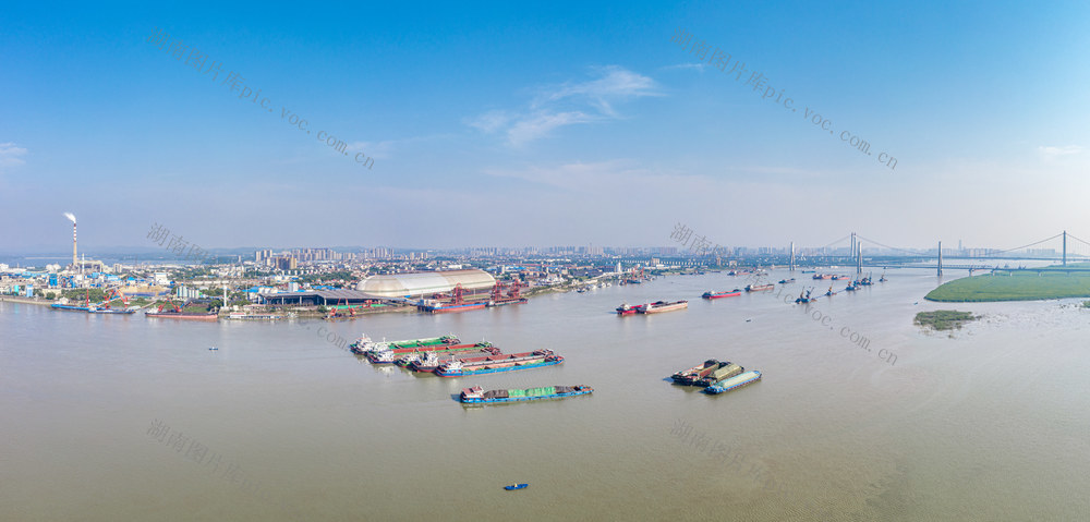 洞庭湖 城陵矶港 岳阳城市航拍 岳阳长江航道 长江水运 