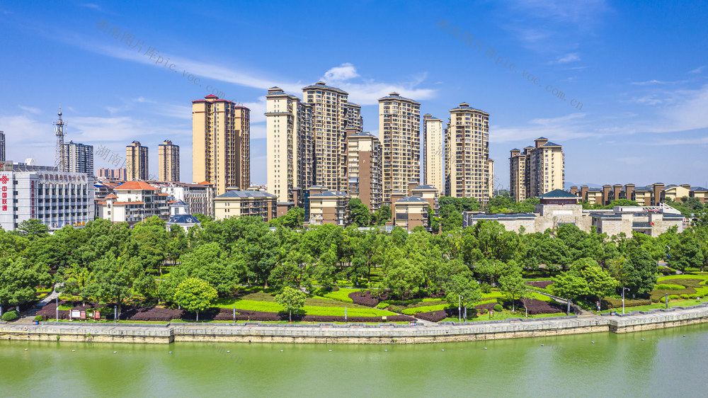 岳阳自然风光 湖南岳阳南湖公园航拍全景 岳阳航拍 岳阳城市绿化 岳阳城市航拍