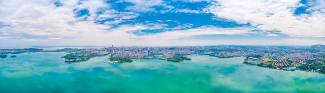 岳阳南湖广场航拍全景 岳阳航拍  岳阳南湖广场 岳阳南湖公园 岳阳城市绿化