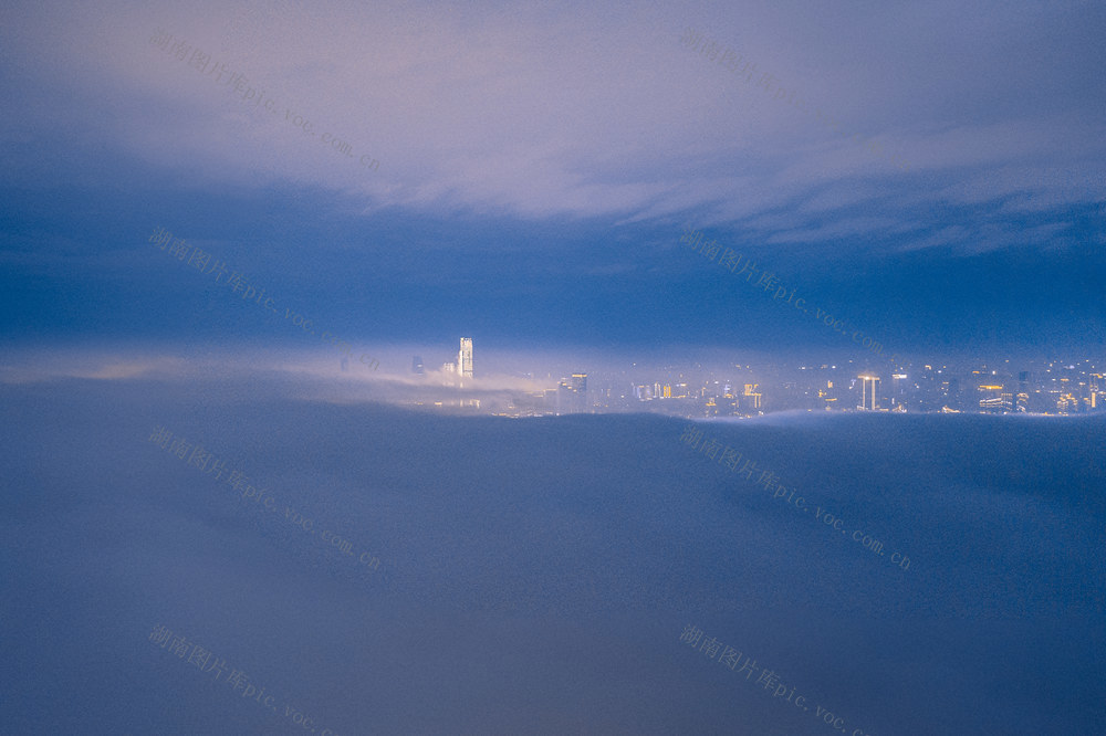 长沙夜景 长沙城市航拍 长沙云海夜景航拍 长沙岳麓山 长沙城市建筑
