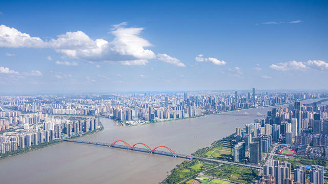 长沙湘江 长沙城市航拍全景 长沙福元路大桥 长沙开福区 湖南长沙城市地标