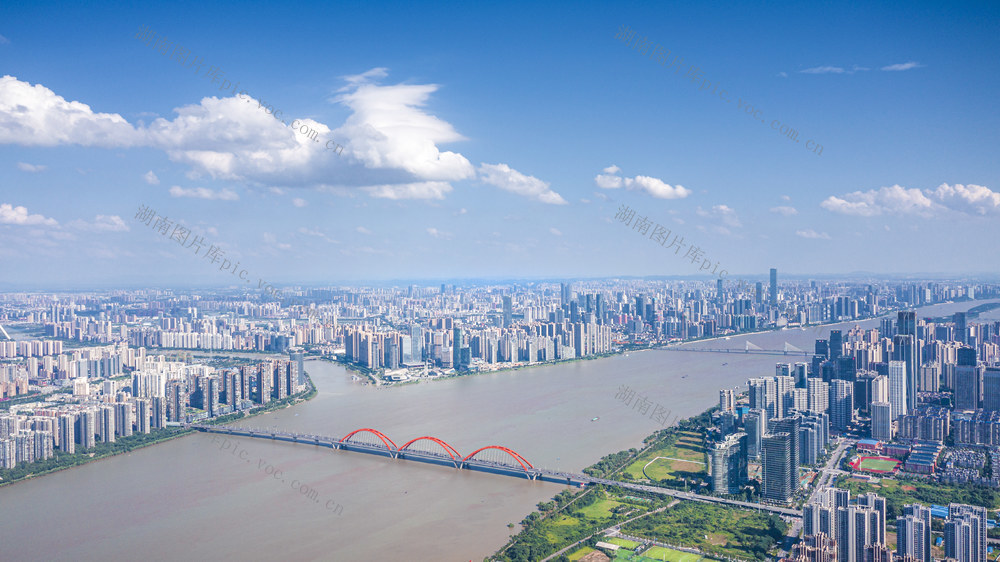 长沙湘江 长沙城市航拍全景 长沙福元路大桥 长沙开福区 湖南长沙城市地标