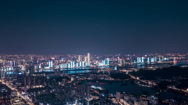 长沙夜景 长沙城市航拍 长沙城市夜景 湖南长沙 长沙湘江
