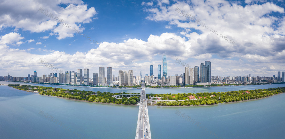 长沙橘子洲大桥航拍全景 长沙城市航拍 长沙橘子洲 长沙城市地标 湖南长沙 湘江