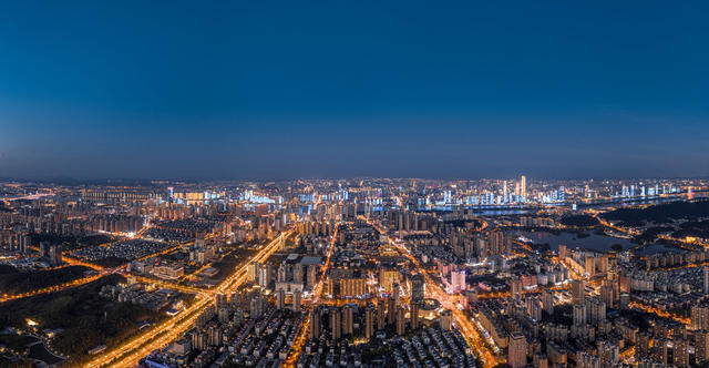 长沙河西城市夜景 长沙城市航拍 长沙夜景灯光 长沙城市地标 长沙河西全景航拍