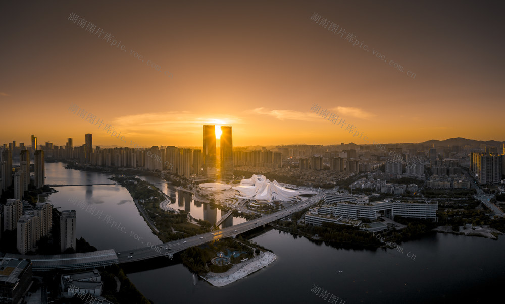 长沙梅溪湖国际文化艺术中心 长沙航拍 长沙城市航拍 长沙日落 长沙城市地标建筑 长沙梅溪湖
