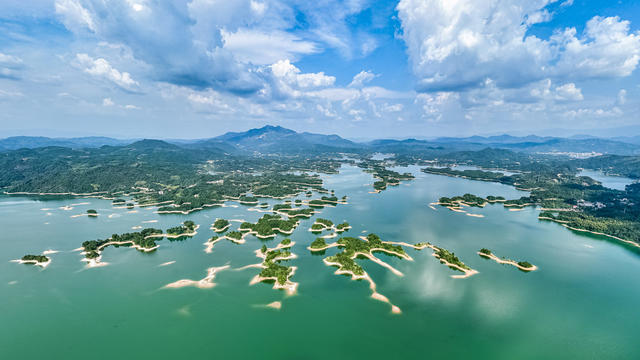 岳阳铁山水库 湖南岳阳 岳阳县 湖泊 水库 公田镇 航拍 航拍湖南岳阳 岳阳县铁山水库 水利设施 铁山口 铁山水库 湖南 小岛 蓄水