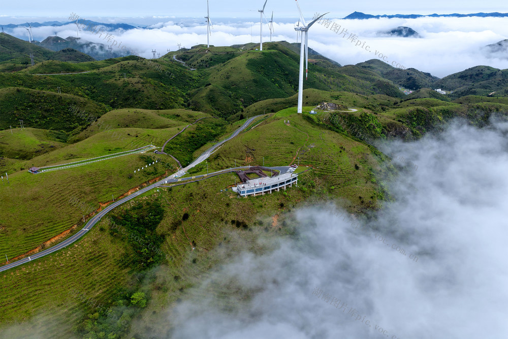 万洋山、沐云台、桂东、云海、风机、高山草甸、生态画卷