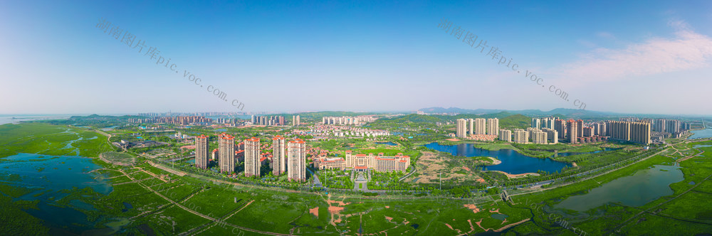 岳阳洞庭湖岸航拍全景 岳阳航拍 岳阳洞庭湖风光 岳阳城市风光