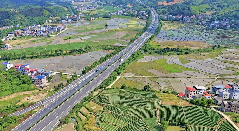 湖南 常宁 高速 村庄 田园 美景