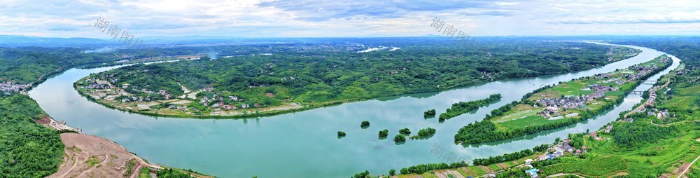 湖南 常宁 湘江 绿水 村庄 树林 美景
