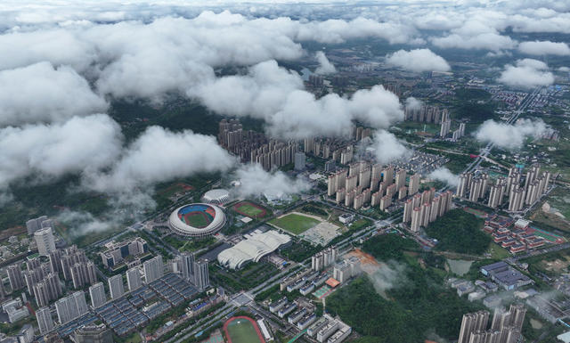 湖南  郴州  苏仙区   城东新区  暴雨  云海  无人机  云端新城 
  仙宫图景  