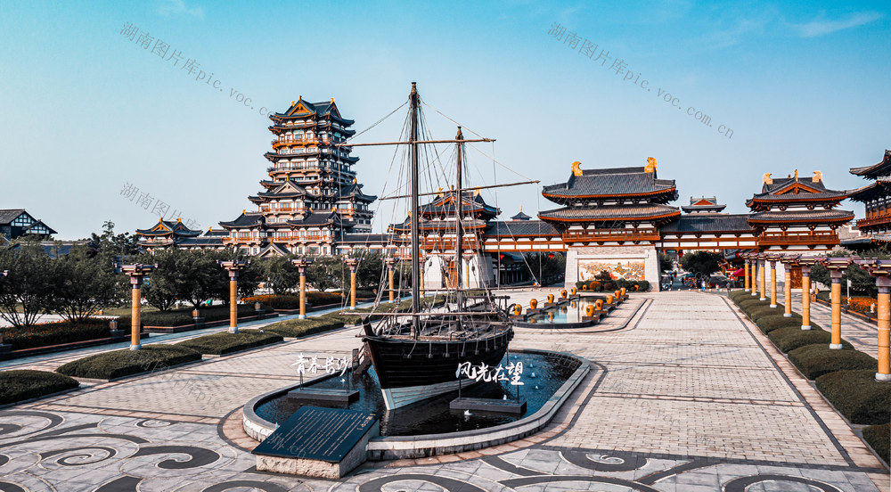 长沙铜官窑古镇风景区 长沙铜官窑夜景 长沙风景 长沙旅游 铜官窑夜景打铁花 铜官窑景区航拍