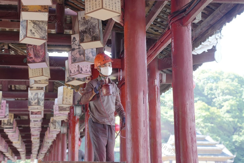 廊桥、文化遗产、风雨桥、侗族、施工