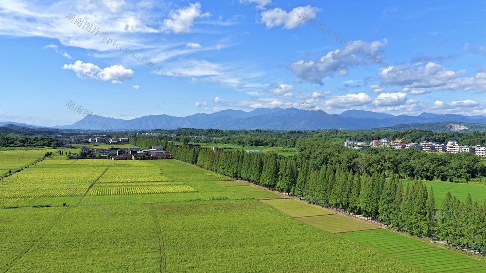  常宁 蓝天白云 田园 村庄 山峦 道路 美景