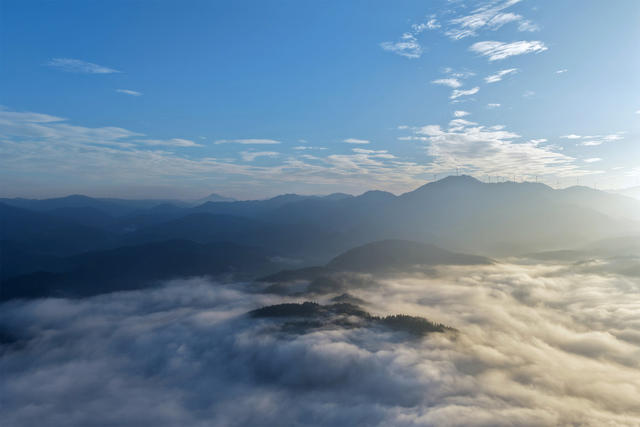 桂东县、沤江镇、光明村、早晨、台风红霞、雨过天晴、仙境、美丽乡村、森林、雾