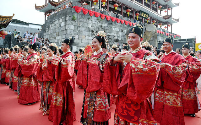 婚礼 明制婚礼 集体婚礼 仪式 传统 文化 七夕 民俗 传统文化 古城