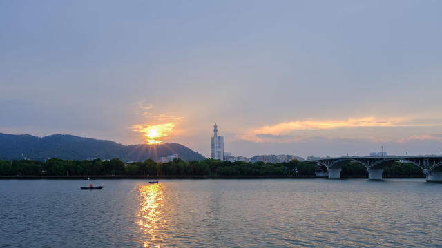 湘江两岸 晚霞绚丽