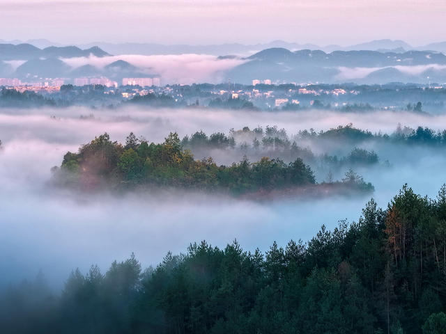 湖南，龙山，秋景，晨雾，景色，生态