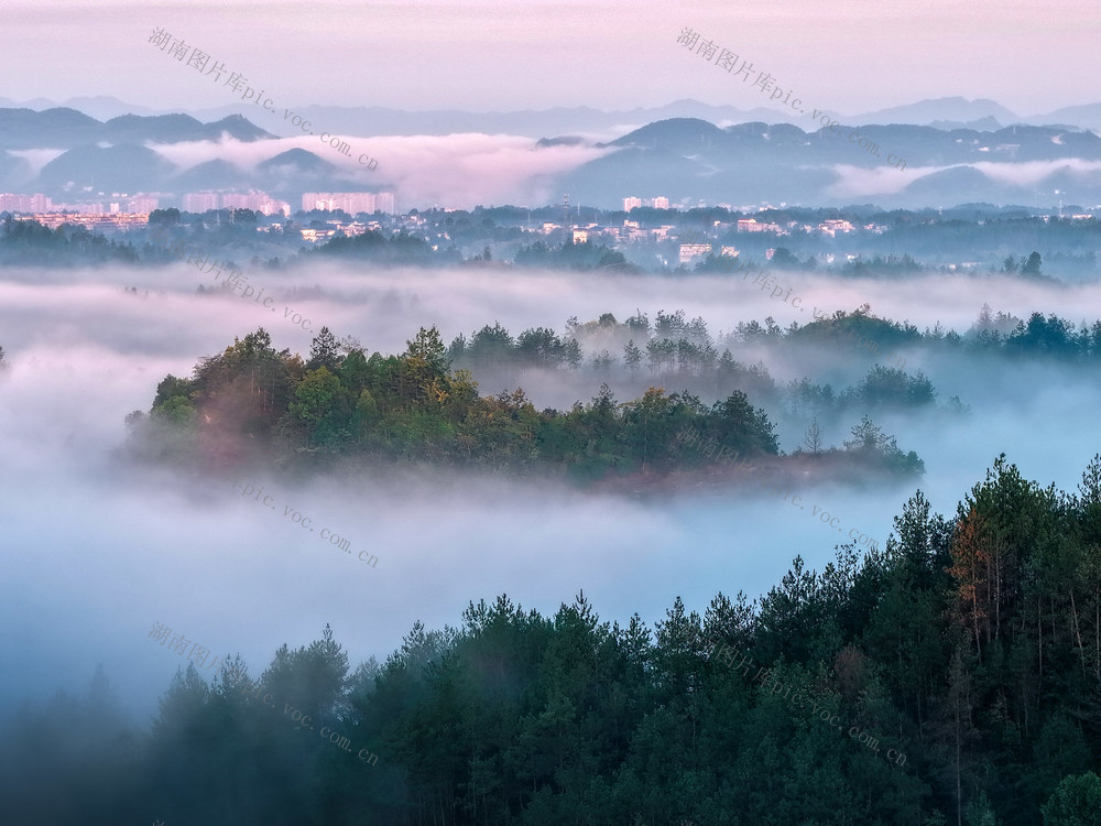 湖南，龙山，秋景，晨雾，景色，生态